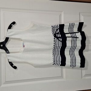 Vintage Point Set square neck tank pullover sweater - tie - XL - white/navy blue